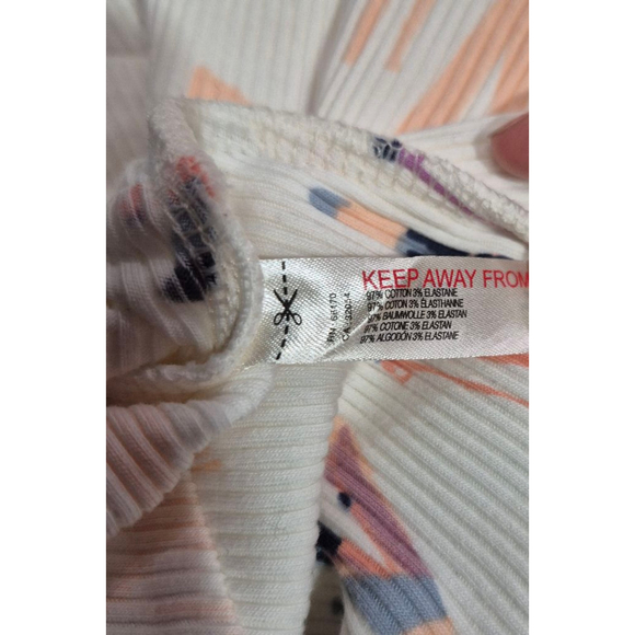 Women's Free People Long Sleeve Tee XS White Multicolor Ribbed Henley - Picture 6 of 6